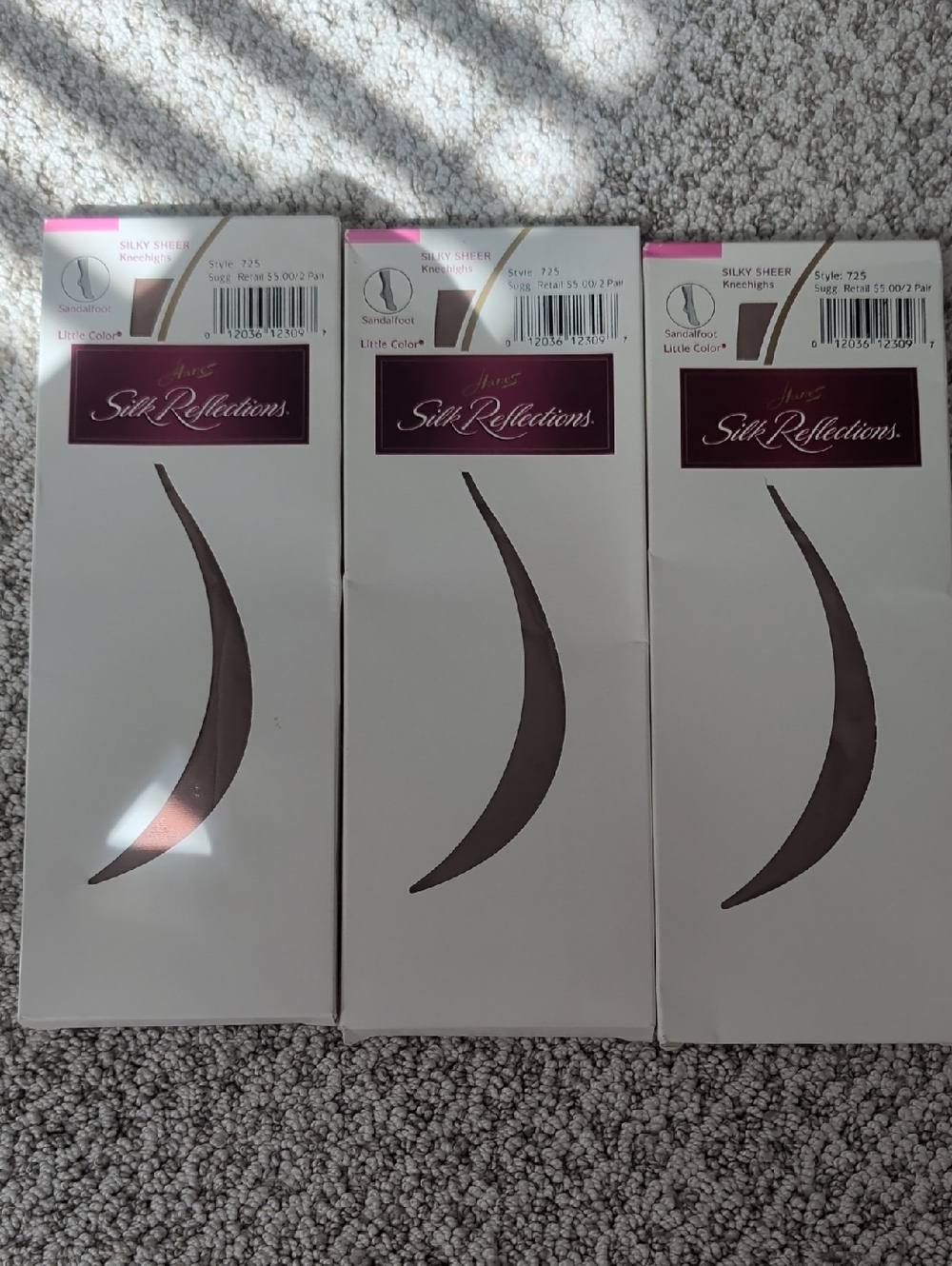 3 Boxes Silk Reflections Sheer Hosiery - Nude (6 Pair)